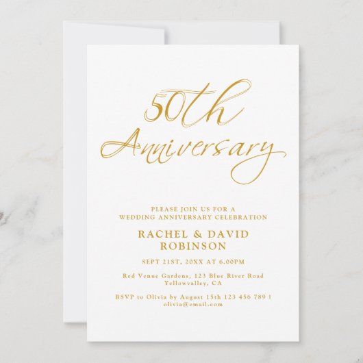 Moderne 50ste bruiloft Jubileum Gold Script Foto Kaart (Voorkant)