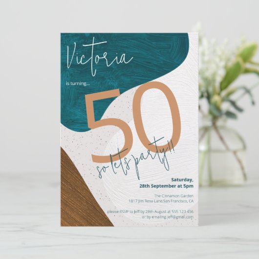 Moderne 50ste verjaardag Abstract blauw Unique Cus Kaart (Staand voorkant)