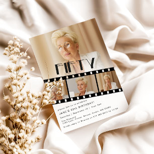 Moderne 50ste verjaardag foto collage filmstrook kaart