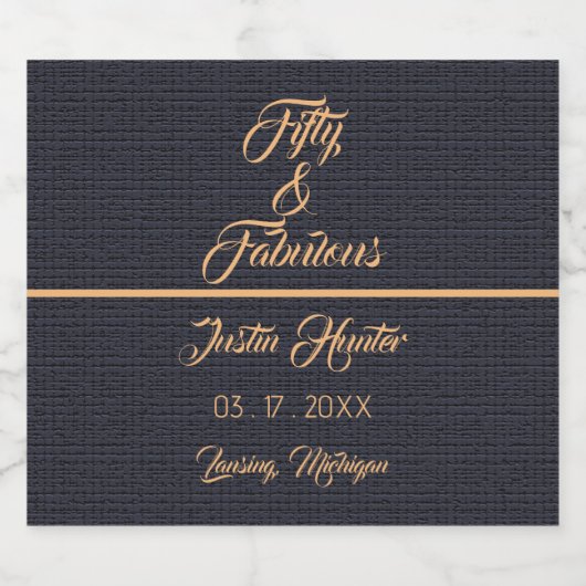 Moderne 50ste verjaardag Gouden naam Mousserende W Sparkling Wijnetiket (Enkel label)