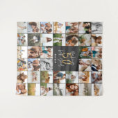 Moderne 50ste verjaardag multi foto script cadeau wandkleed (Voorkant (horizontaal))