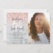 Moderne 50ste verjaardag roos goudglitter en marme (Voorkant)