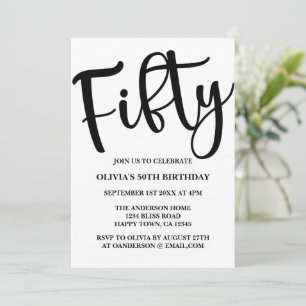 Moderne 50ste verjaardag Zwart-wit Kaart