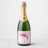 Moderne 50ste verjaardagsfeest Roze Flamingo Sparkling Wijnetiket (Voorkant)
