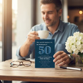 Moderne 50ste verjaardagsviering Navy Kaart
