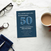 Moderne 50ste verjaardagsviering Navy Kaart