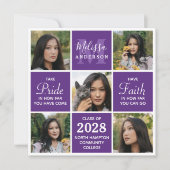 Moderne 5 foto Afstuderen Paars Afstuderen in Kaart (Voorkant)