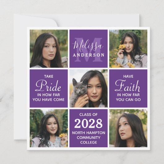 Moderne 5 foto Afstuderen Paars Afstuderen in Kaart (Voorkant)