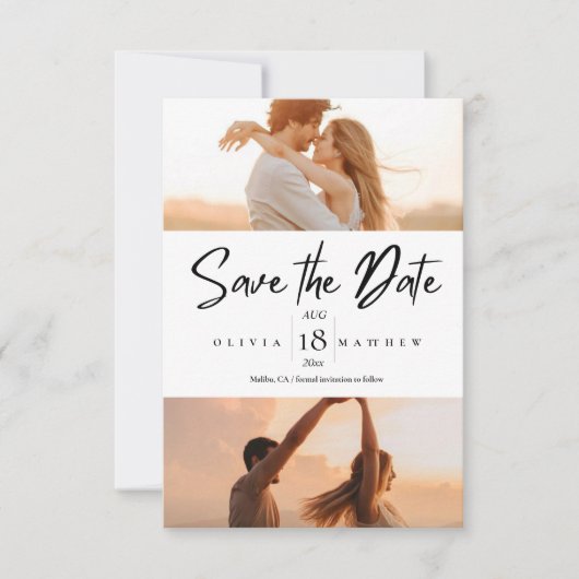 Moderne 5 foto bruiloft Save the dates Save The Date (Voorkant)