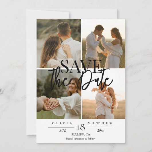 Moderne 5 foto bruiloft Save the dates Save The Date (Voorkant)