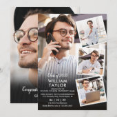 Moderne 5 Foto Collage Afstudeerfeestje Kaart (Voorkant / Achterkant)