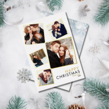 Moderne 5 Foto Collage Kerst Goud