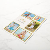 Moderne 5-foto collage Kerstmis Goud Folie Feestdagenkaart (Gedraaid)