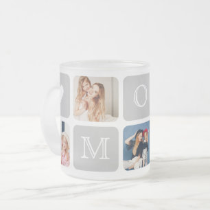 Moderne 5-Foto Collage Moeder/Mama Matglas Koffie Koffiemok