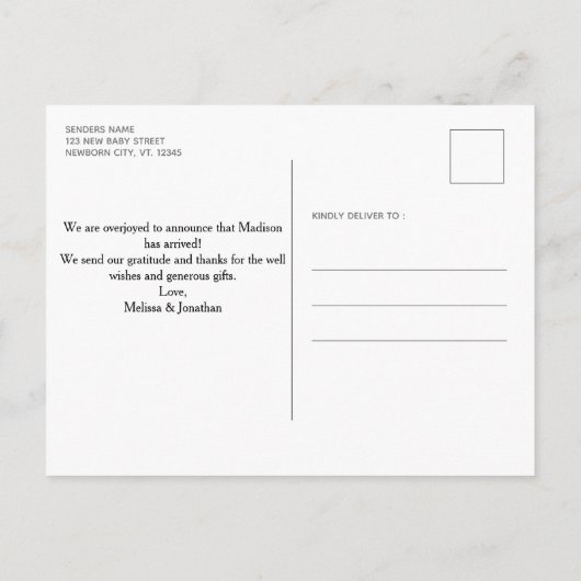 Moderne 5 Foto Collage Newborn Baby roze geboorte Aankondigingskaart (Achterkant)