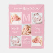 Moderne 5-foto-Collage Nieuwe babyroze geboortevle Fleece Deken (Voorkant)