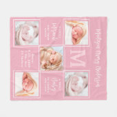 Moderne 5-foto-Collage Nieuwe babyroze geboortevle Fleece Deken (Voorkant (Horizontaal))