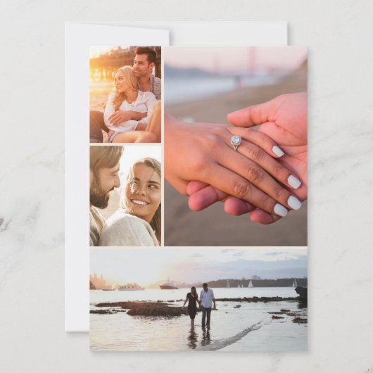 Moderne 5 foto collage script kalligrafie bruiloft save the date (Achterkant)