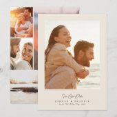 Moderne 5 foto collage script kalligrafie bruiloft save the date (Voorkant / Achterkant)