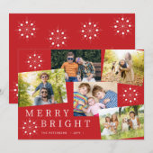 Moderne 5 foto collage sneeuwvlokken rode kerst feestdagenkaart (Voorkant / Achterkant)
