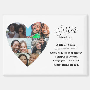 Moderne 5 foto eenvoudige script zus cadeau magneet