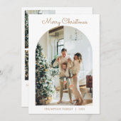 Moderne 5-foto Gold Merry-kerstach Feestdagenkaart (Voorkant / Achterkant)