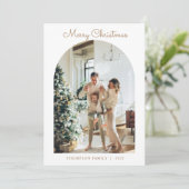 Moderne 5-foto Gold Merry-kerstach Feestdagenkaart (Staand voorkant)