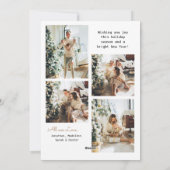 Moderne 5-foto Gold Merry-kerstach Feestdagenkaart (Achterkant)