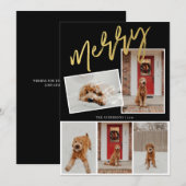 Moderne 5 Foto Gouden Kerst Groet Kaart (Voorkant / Achterkant)