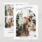 Moderne 5 Foto Hart Gelukkig Nieuwjaar Boog Feestdagenkaart (Voorkant / Achterkant)