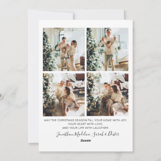 Moderne 5 Foto Hart Gelukkig Nieuwjaar Boog Feestdagenkaart (Achterkant)