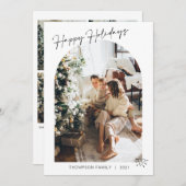 Moderne 5 Foto Hart Prettig Kerstfeest Boog Feestdagenkaart (Voorkant / Achterkant)