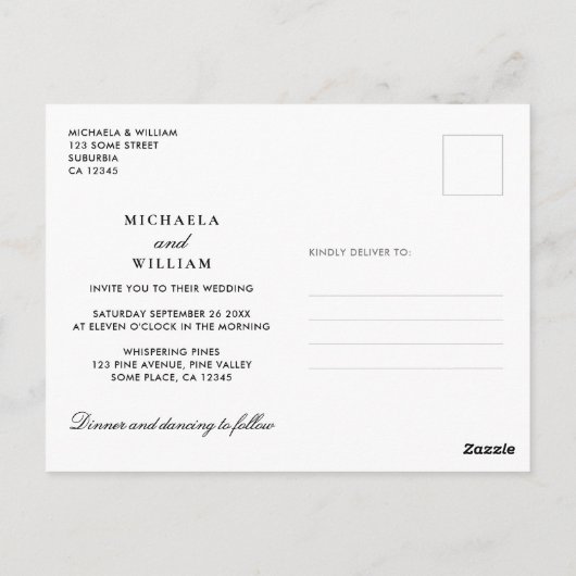 Moderne 5-foto huwelijksuitnodiging briefkaart (Achterkant)