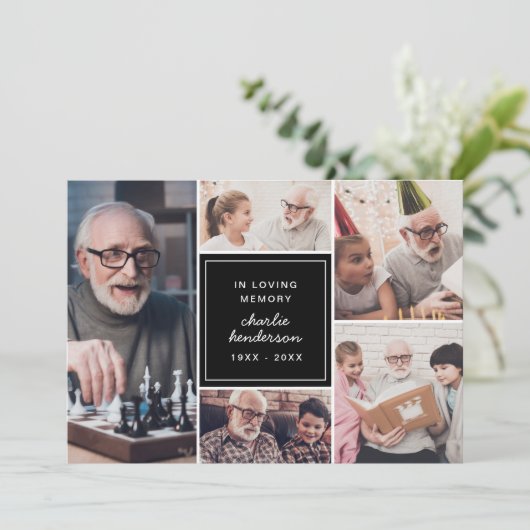 Moderne 5-foto in liefdevolle herinnering begrafen programmakaart (Staand voorkant)