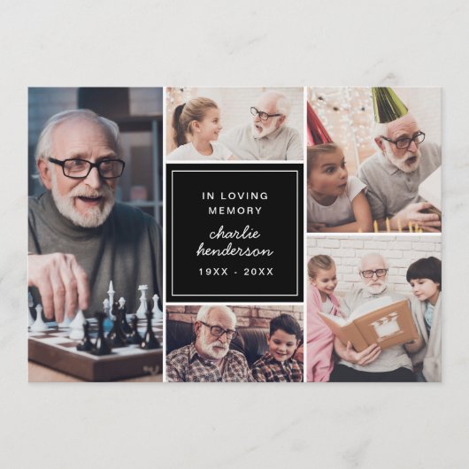 Moderne 5-foto in liefdevolle herinnering begrafen programmakaart (Voorkant)