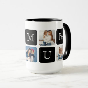 Moderne 5-Foto "♥ JOU Moeder" Jumbo 15 oz. mok