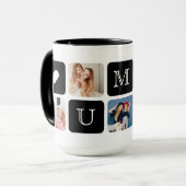 Moderne 5-Foto "♥ JOU Moeder" Jumbo 15 oz. mok (Voorkant links)