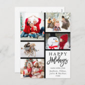 Moderne 5-fotokerst met collage feestdagenkaart (Voorkant / Achterkant)