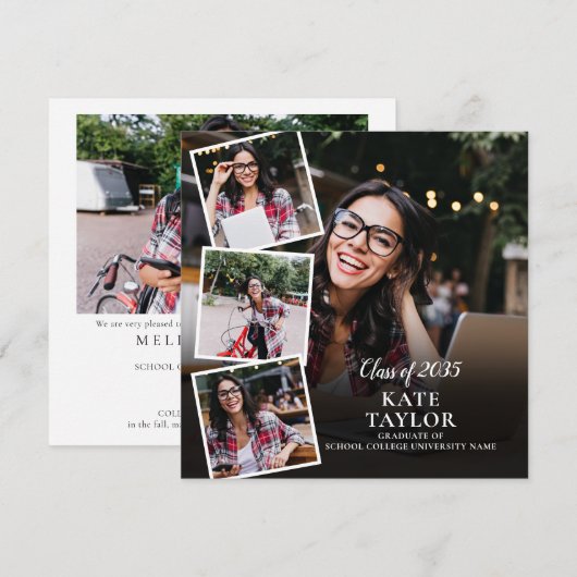 Moderne 5 foto's afstudeeraankondiging kaart (Voorkant / Achterkant)