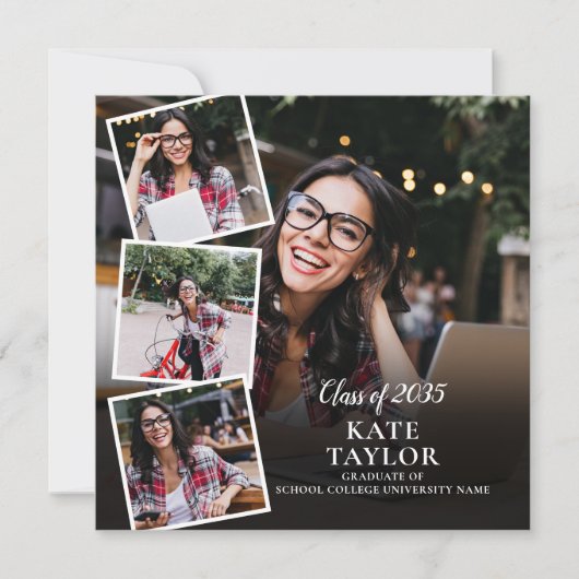 Moderne 5 foto's afstudeeraankondiging kaart (Voorkant)