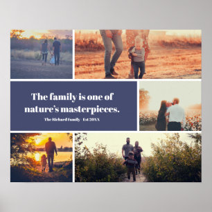Moderne 5 foto's collage grid sjabloon familiecijf poster