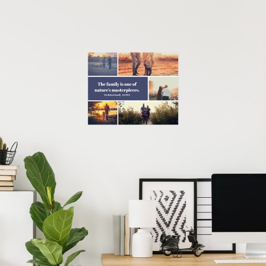 Moderne 5 foto's collage grid sjabloon familiecijf poster (Thuiskantoor)