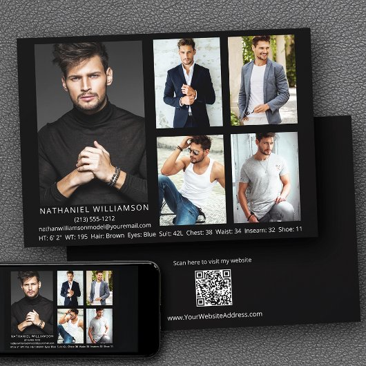 Moderne 5 foto's Model Acteur QR Code Terug Comp K Kaart