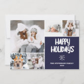 Moderne 5 foto's van het kerstmarinepatroon sneeuw feestdagenkaart (Voorkant)