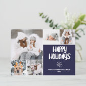 Moderne 5 foto's van het kerstmarinepatroon sneeuw feestdagenkaart (Staand voorkant)