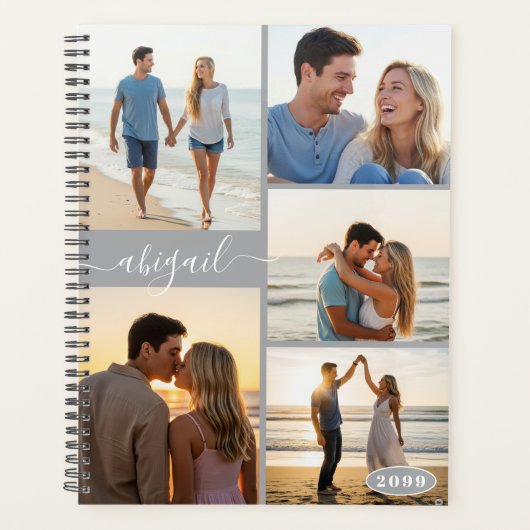 Moderne 5 Photo Collage Aangepaste kleur Gepersona Planner (Voorkant)