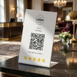 Moderne 5-sterren luxe feedback QR-code Reclamebord Met Voetstuk