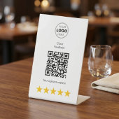 Moderne 5-sterren luxe feedback QR-code Reclamebord Met Voetstuk
