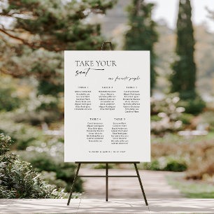 Moderne 5 Tafels Welkom Zitplaatsen Chart Poster