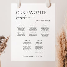 Moderne 5 Tafels Welkom Zitplaatskaart